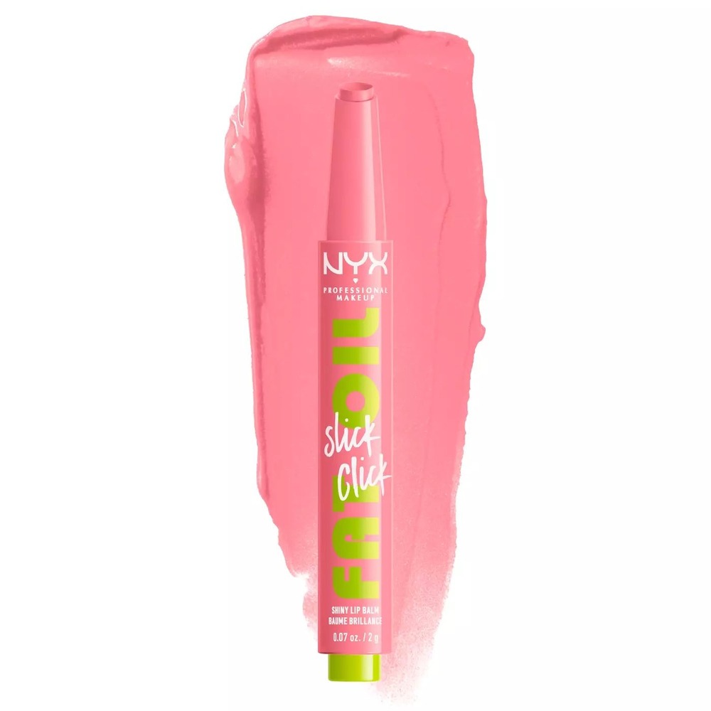 NEW NYX Fat Oil Slick Click Shiny Lip Balm Clout 02 Soft Baby Pink Vegan 2g